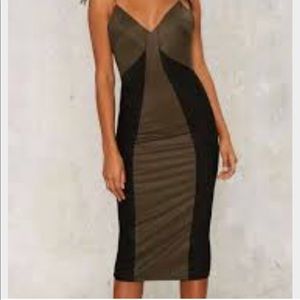 Nasty Gal Black & Olive dress. NWT. Sz Lg.
